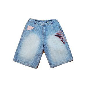 AL WISSAM  jean Shorts vintage 90s Art Multi color Mens  36 X 14  denim